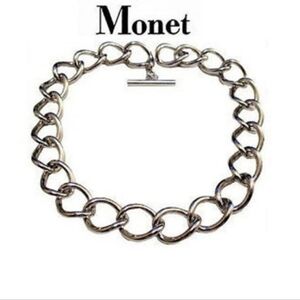 Monet Big Curb Link Chain Necklace Choker Silver Large Wavy